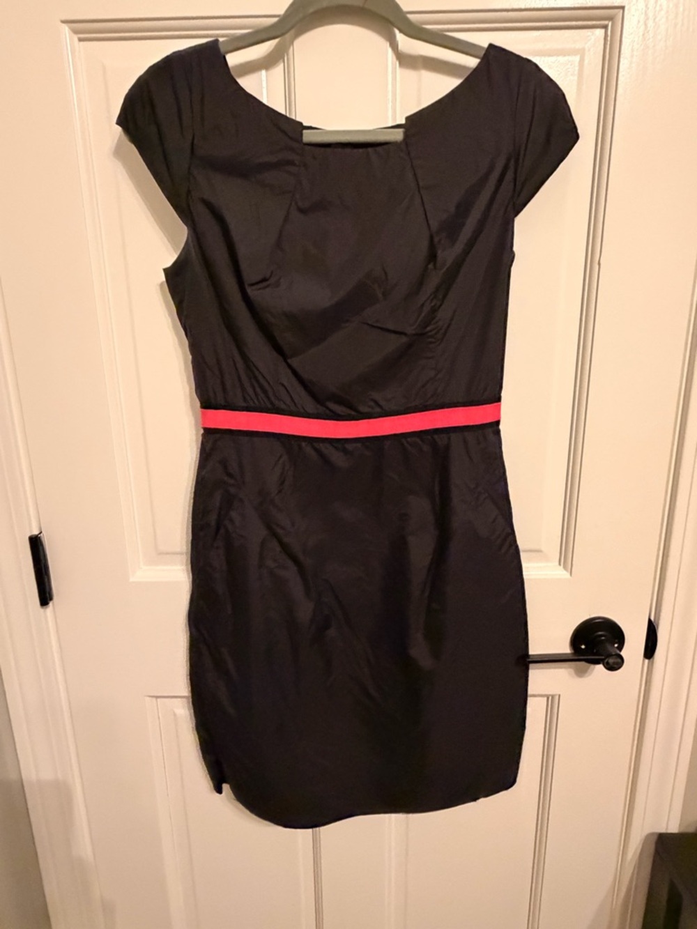 Milly of New York Black Mini Dress with Red Waistband